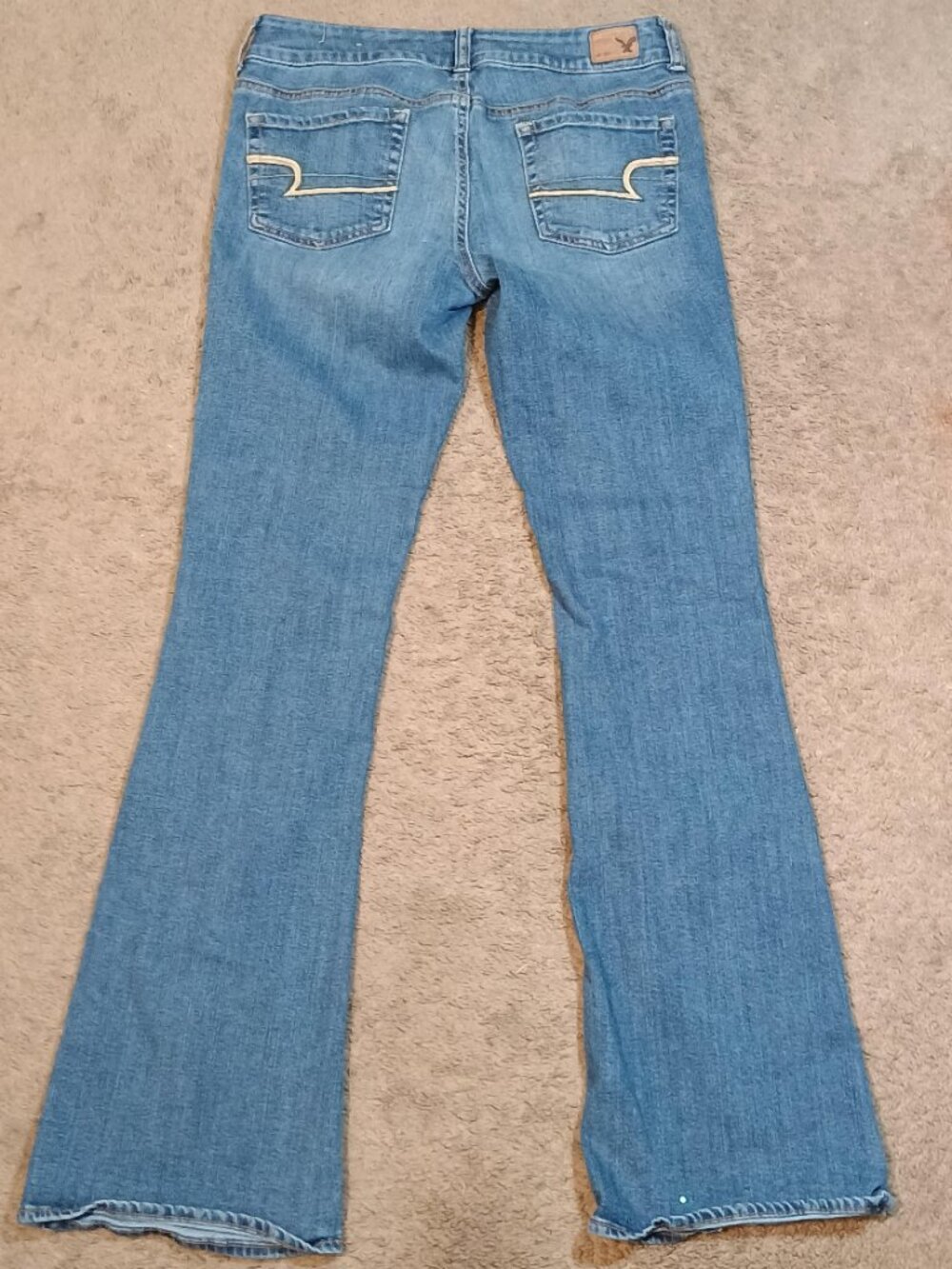 American Eagle/Artist Jeans/Womens 8 Long Blue Low Rise Flare Bootcut Y2K Festiv - Picture 11 of 11